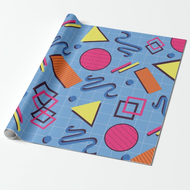 Papier Cadeau Motif géométrique des années 90 rétro (Déroulé)
