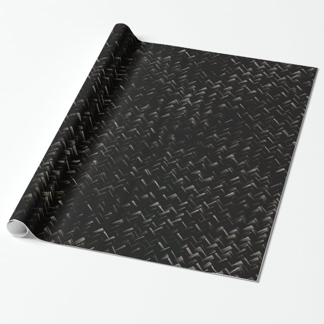 Papier Cadeau Motif géométrique du panier diagonal noir (Déroulé)