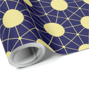 Papier Cadeau Motif géométrique élégant en bleu marine et or