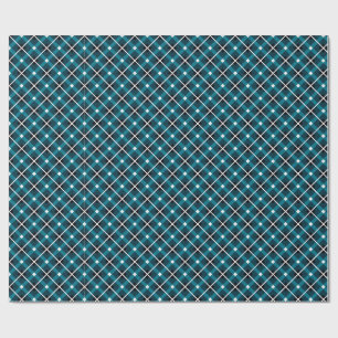 Papier Cadeau Motif géométrique en grille sarcelle et marine