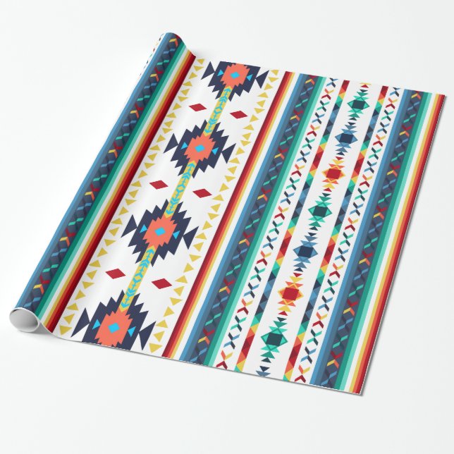 Papier Cadeau motif géométrique ethnique tribal tendance (Déroulé)