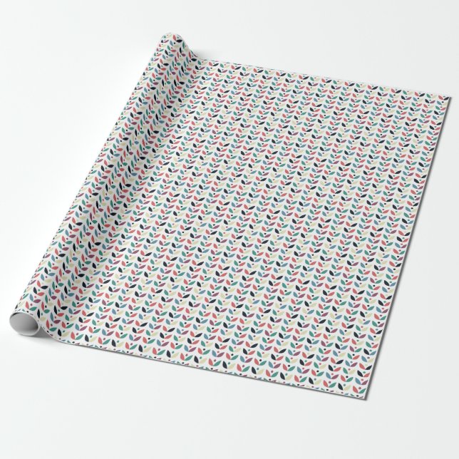 Papier Cadeau Motif géométrique floral d'art populaire (Déroulé)