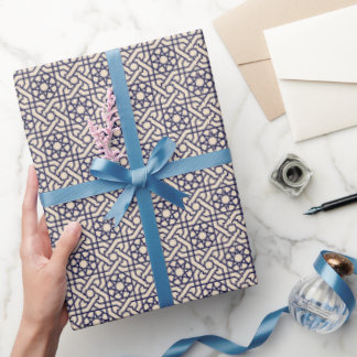Papier Cadeau Motif géométrique marocain bleu islamique