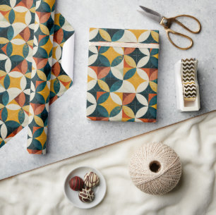 Papier Cadeau Motif géométrique moderne du milieu du siècle rétr