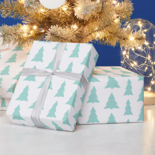Papier Cadeau Motif géométrique moderne Mint Green Trees