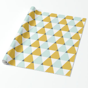 Papier Cadeau Motif géométrique moderne Mint Jaune Triangles