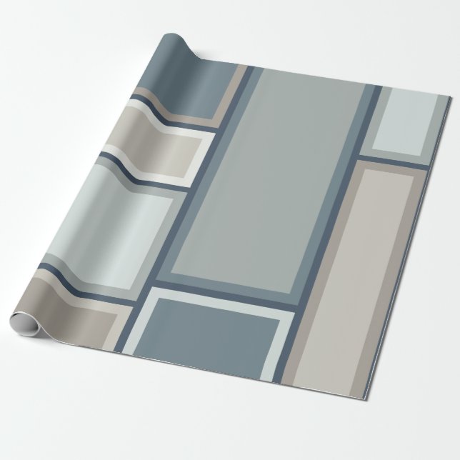 Papier Cadeau Motif géométrique moderne Modulaire du milieu du s (Déroulé)