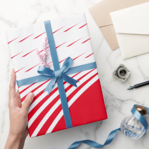Papier Cadeau Motif géométrique Noël Rouge Blanc Artiste