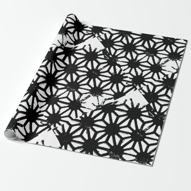Papier Cadeau Motif géométrique noir (Déroulé)
