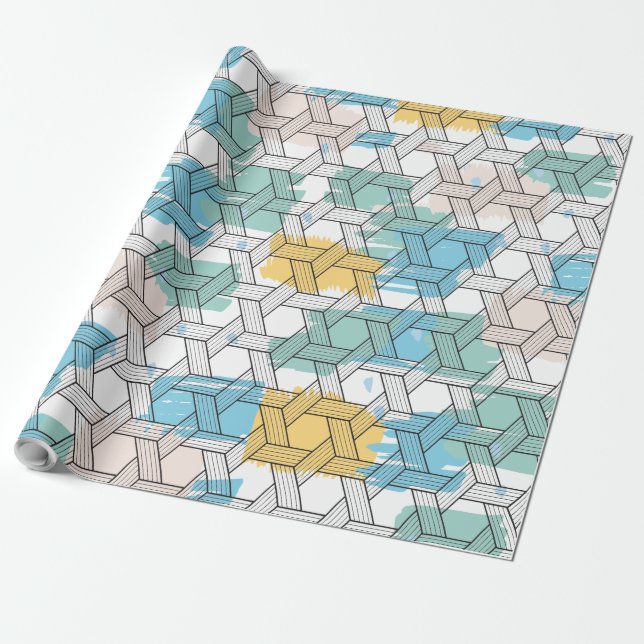 Papier Cadeau Motif géométrique noir coloré sur (Déroulé)