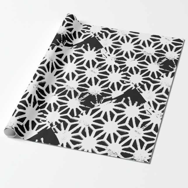 Papier Cadeau Motif géométrique noir et blanc (Déroulé)