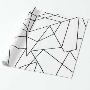Papier Cadeau Motif géométrique noir et blanc moderne simple