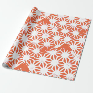 Papier Cadeau Motif géométrique orange et blanc