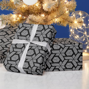 Papier Cadeau Motif géométrique pointillé noir et blanc