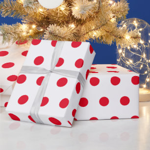 Papier Cadeau Motif géométrique Pois rouge blanc personnalisé