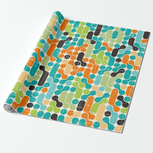 Papier Cadeau Motif géométrique rétro abstrait (Déroulé)