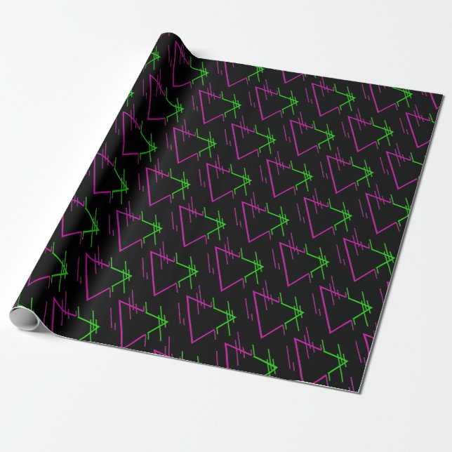 Papier Cadeau Motif géométrique Retro Neon (Déroulé)