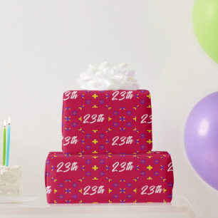 Papier Cadeau Motif géométrique rétro pixel Âge personnalisé