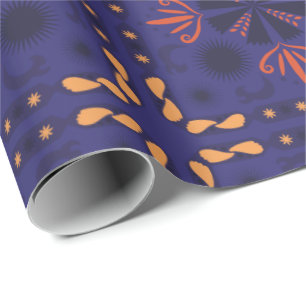 Papier Cadeau Motif géométrique sans couture avec orange et roug