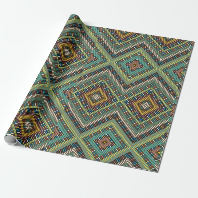 Papier Cadeau Motif géométrique tribal Boho Ethnic Aztec (Déroulé)