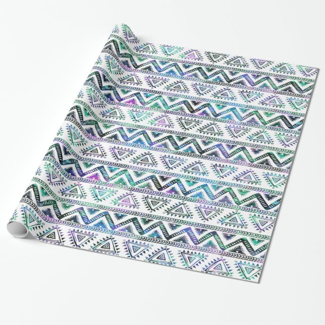 Papier Cadeau Motif géométrique Tribal de couleur pâle (Déroulé)