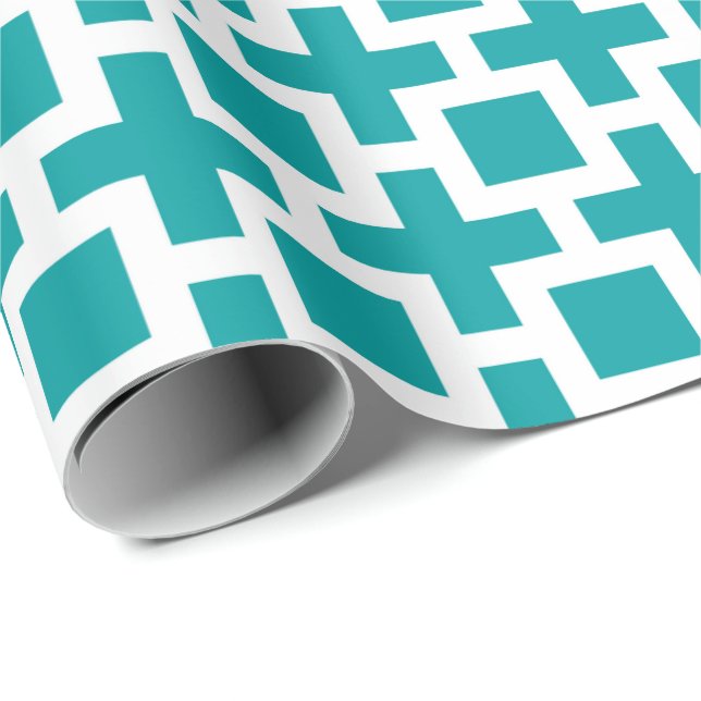 Papier cadeau Motif géométrique - Turquoise (Coin rond)
