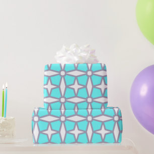 Papier Cadeau Motif géométrique Turquoise et blanche