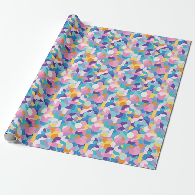 Papier Cadeau Motif géométrique violet et rose (Déroulé)