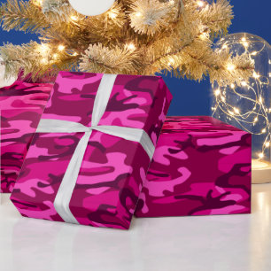Papier Cadeau Motif Girly de camouflage fuchsia de Camo de roses