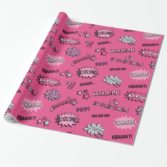 Papier Cadeau Motif Girly de super héros (Déroulé)