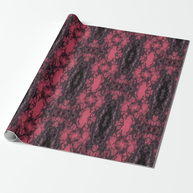 Papier Cadeau Motif gothique Damask dentelle rose (Déroulé)