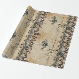 Papier Cadeau Motif gothique en dentelle rubis victorien (2)