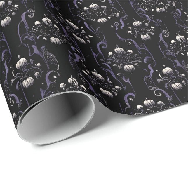 Papier Cadeau Motif gothique noir et violet #5 Papier d'envelopp (Coin rond)