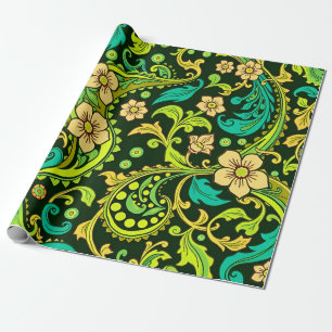 Papier Cadeau Motif Green Paisley