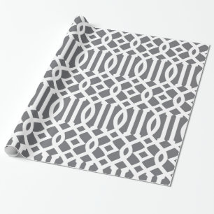 Papier Cadeau Motif gris foncé et blanc Trellis