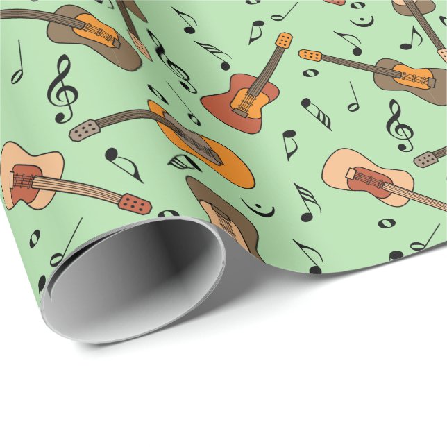 Papier Cadeau Motif Guitare Music Notes (Coin rond)