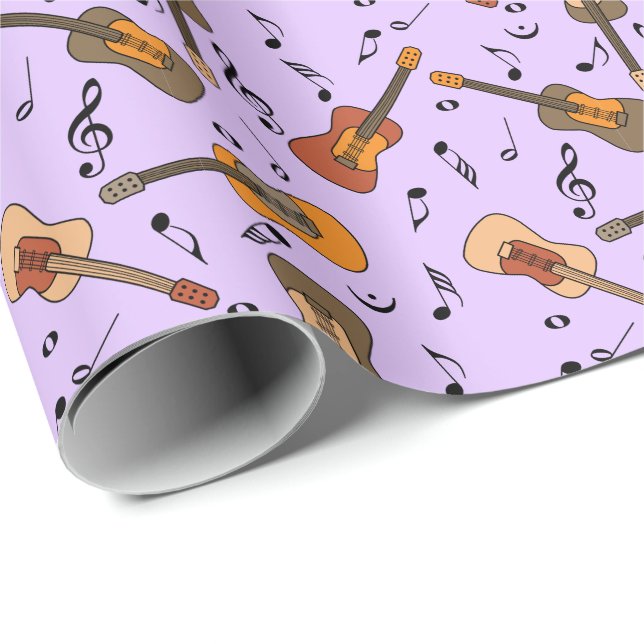 Papier Cadeau Motif Guitare Music Notes (Coin rond)