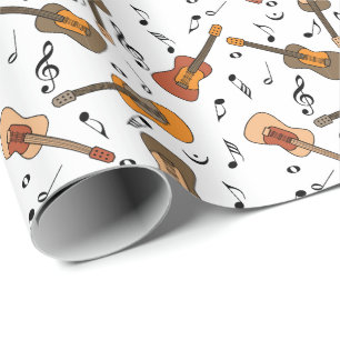 Papier Cadeau Motif Guitare Music Notes