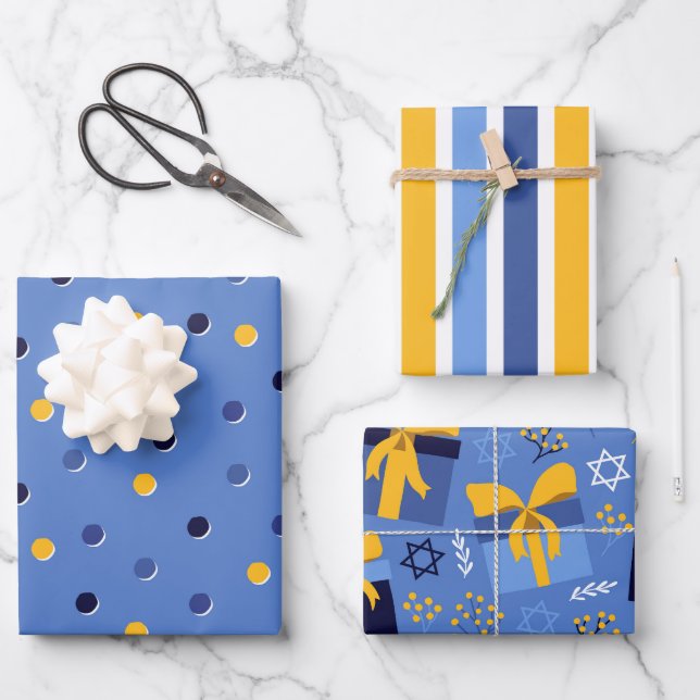 Papier cadeau Motif Hanoukka (Recto)