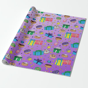 Papier Cadeau Motif Hanoukka violet