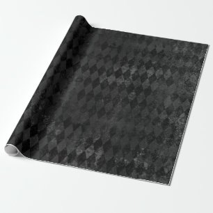 Papier Cadeau Motif Harlequin en détresse noir