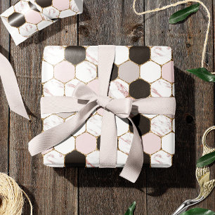 Papier Cadeau Motif Hexagon de marbre géométrique moderne