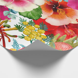 Papier Cadeau Motif Hot Tropical Blooms