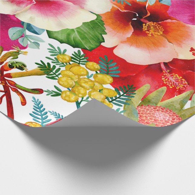 Papier Cadeau Motif Hot Tropical Blooms (Coin)