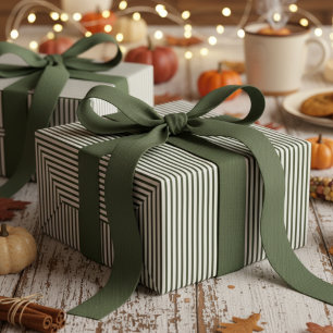 Papier Cadeau Motif Hunter Green et White Stripes