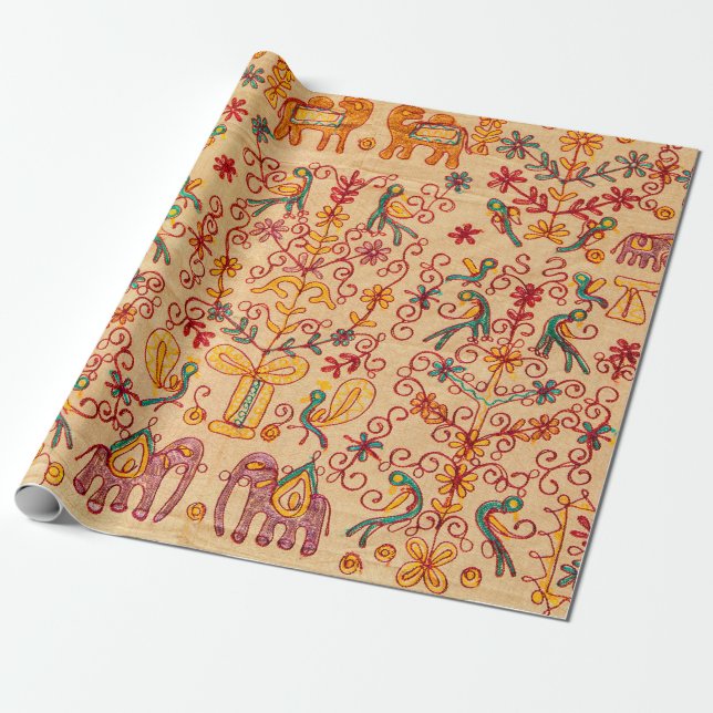 Papier Cadeau Motif indien en tissu, tissu, inde, orné (Déroulé)
