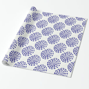 Papier Cadeau Motif indigo bleu foncé rayé sur blanc