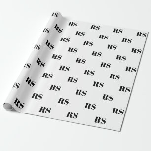 Papier Cadeau Motif initial monogramme personnalisé blanc modern