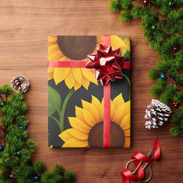 Papier Cadeau Motif isométrique 3D Sunflower Farm (Cadeau de vacances)