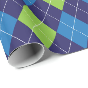 Papier Cadeau Motif Jacquard bleu vert